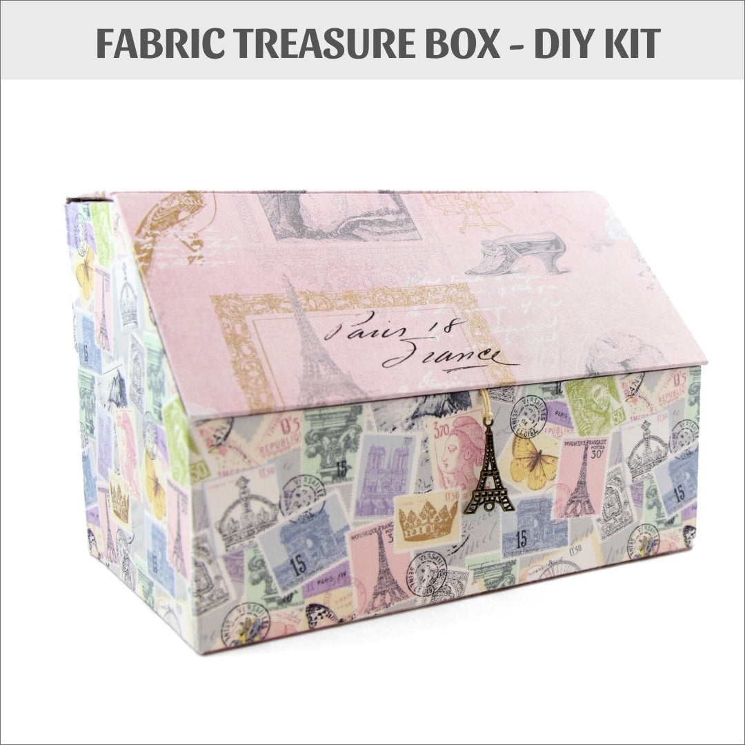 Fabric treasure box DIY kit, cartonnage kit 146, online instructions available