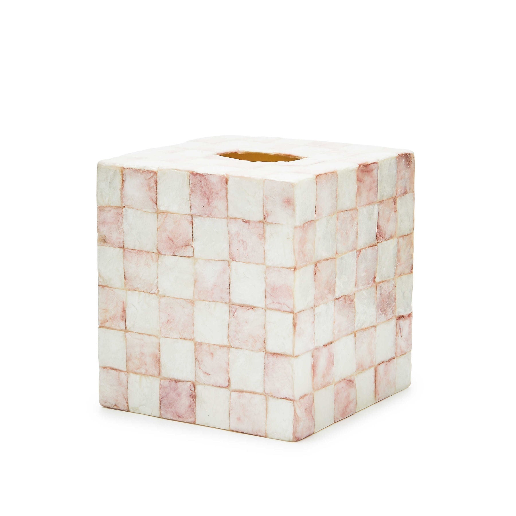 Rosy Check Capiz Boutique Tissue Box Cover by MacKenzie-Childs