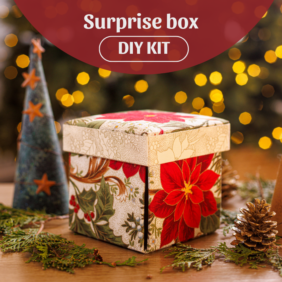 Fabric Sewing box DIY kit, cartonnage kit 135, etui sewing box kit, surprise gift box, online instructions included