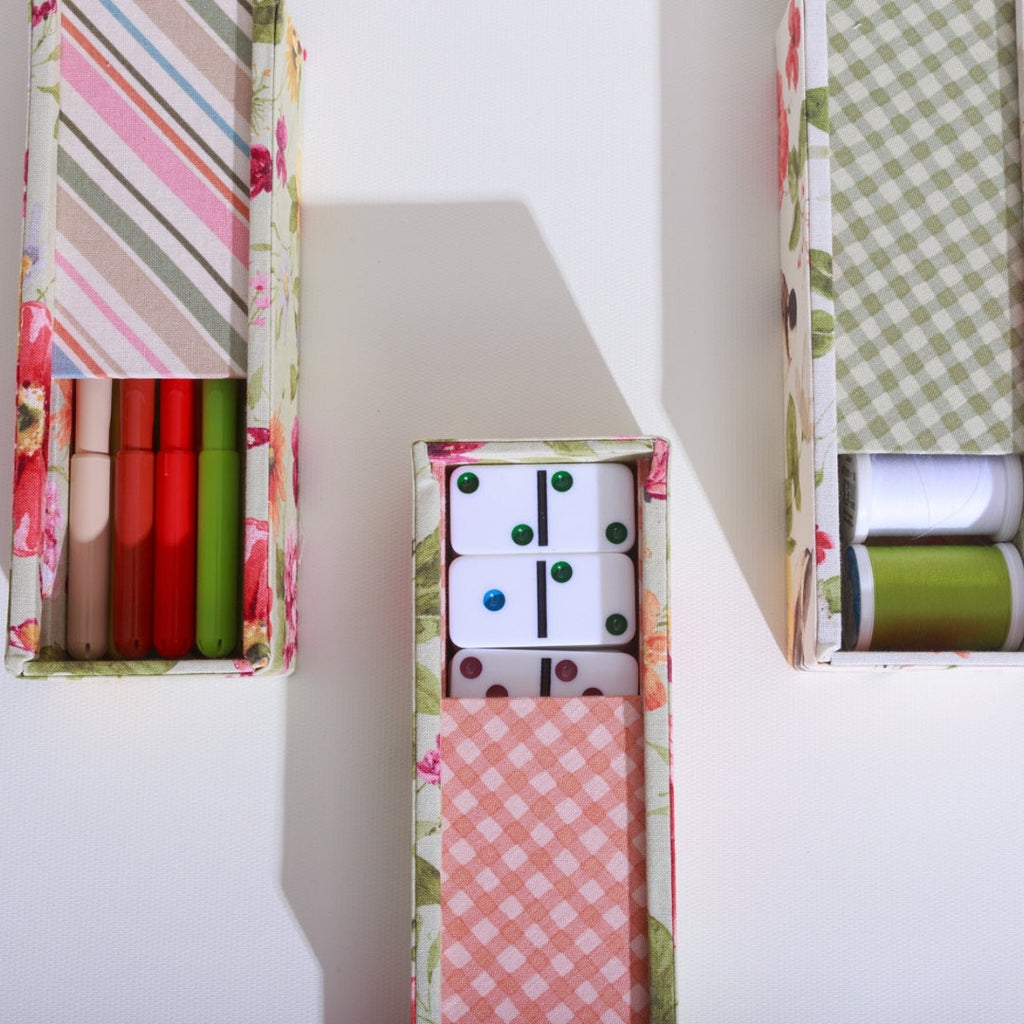 Sliding lid fabric box DIY kit, cartonnage kit 230