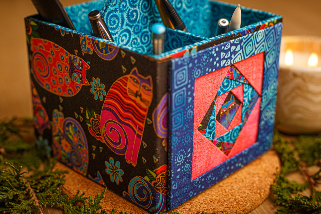 Fabric photo art caddy DIY kit, picture cube, photo caddy, cartonnage kit 185, Online instructions included