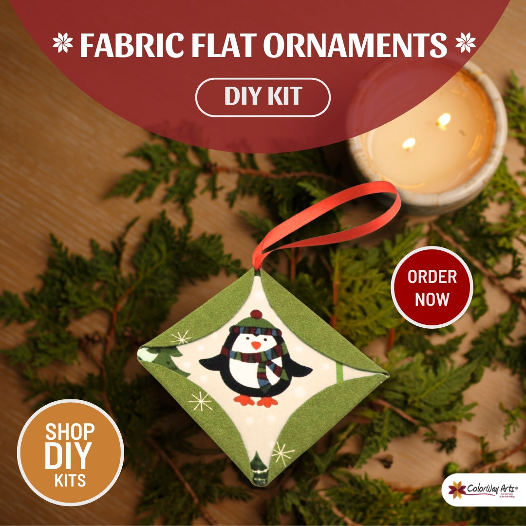 Fabric flat ornaments poster board - pack of 8