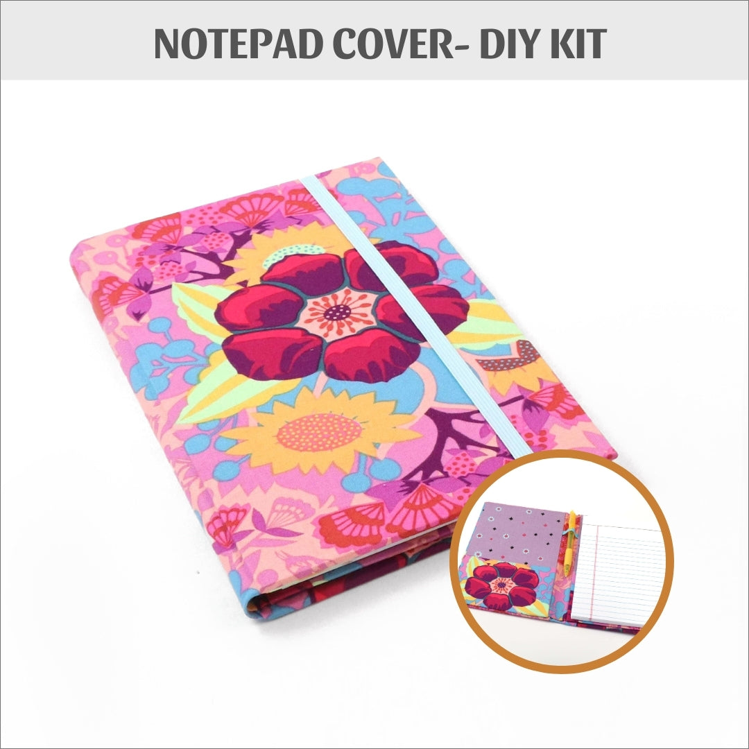 Fabric notepad cover DIY kit,  cartonnage kit 186, Online instructions included