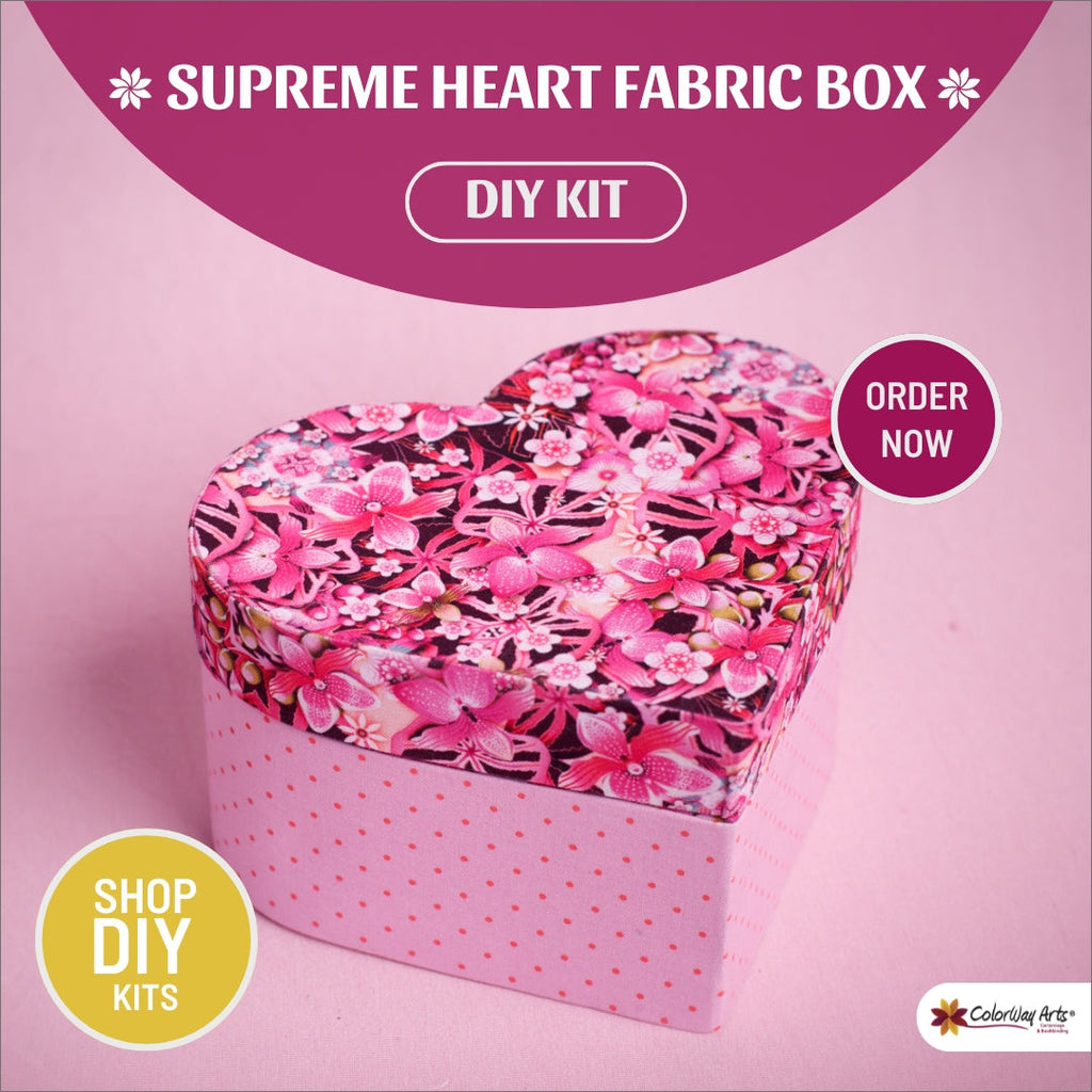 Supreme Heart fabric box DIY kit, cartonnage kit 238