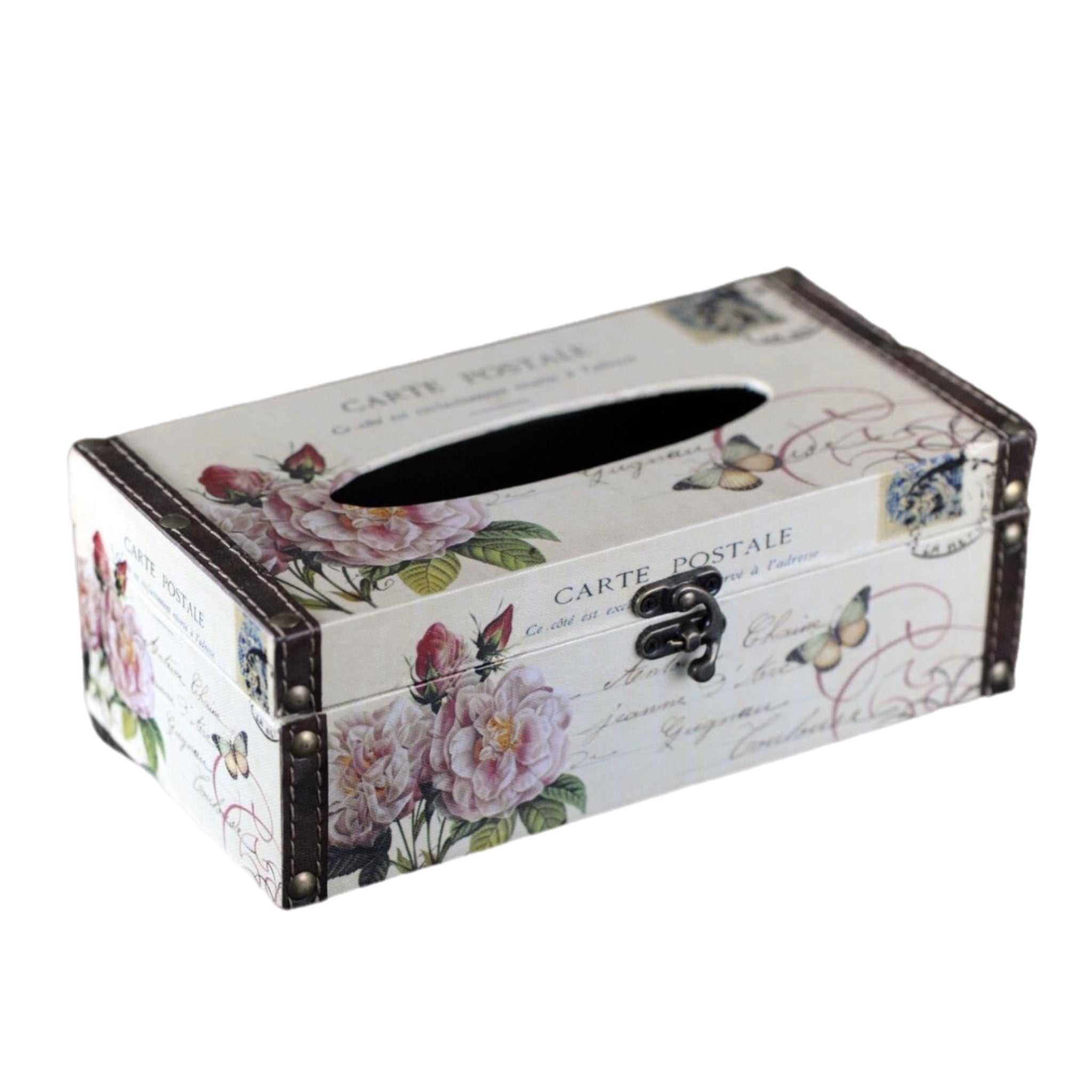 Antique Rose Postcard Kleenex Box