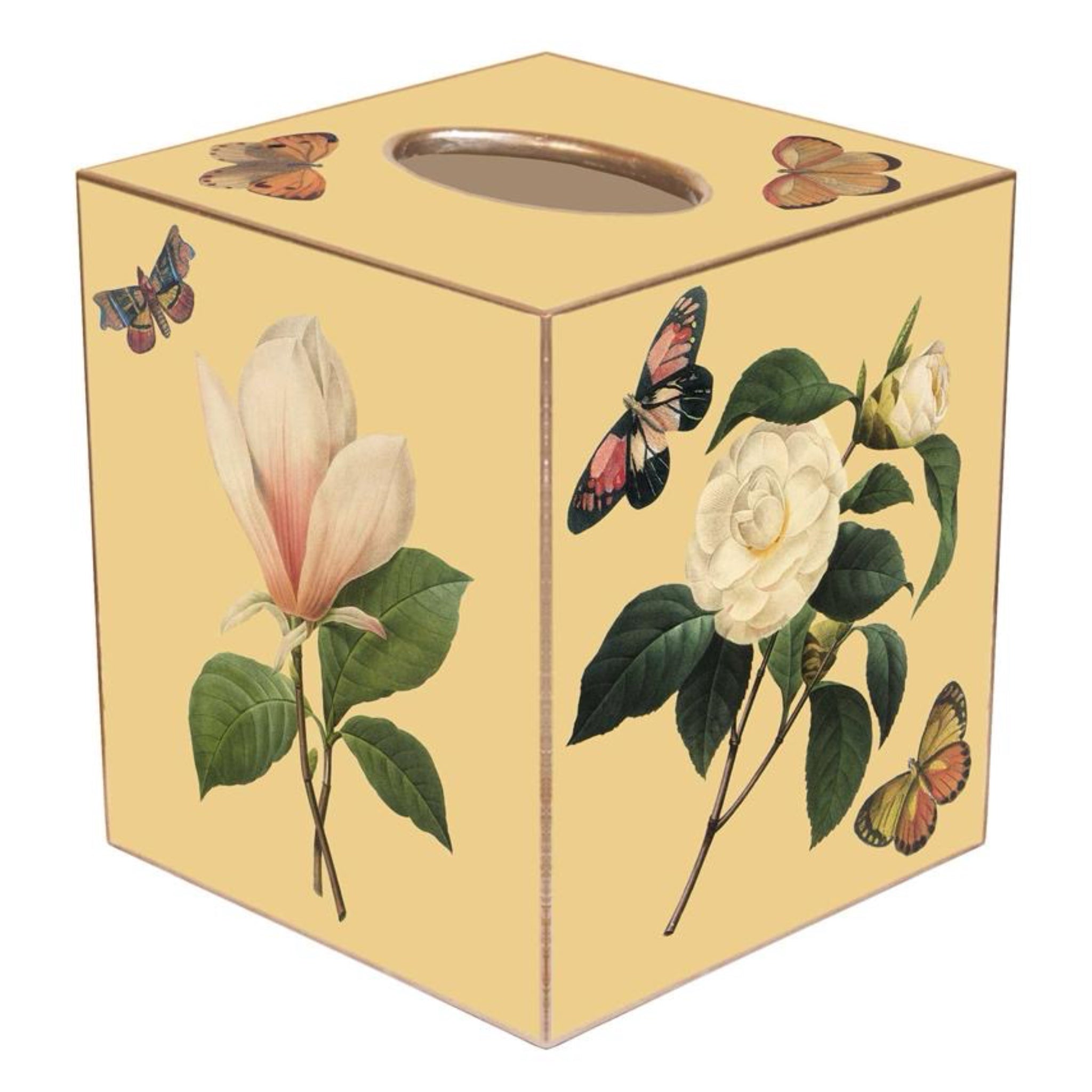 Flowers Tissue Box Cover - YELLOW