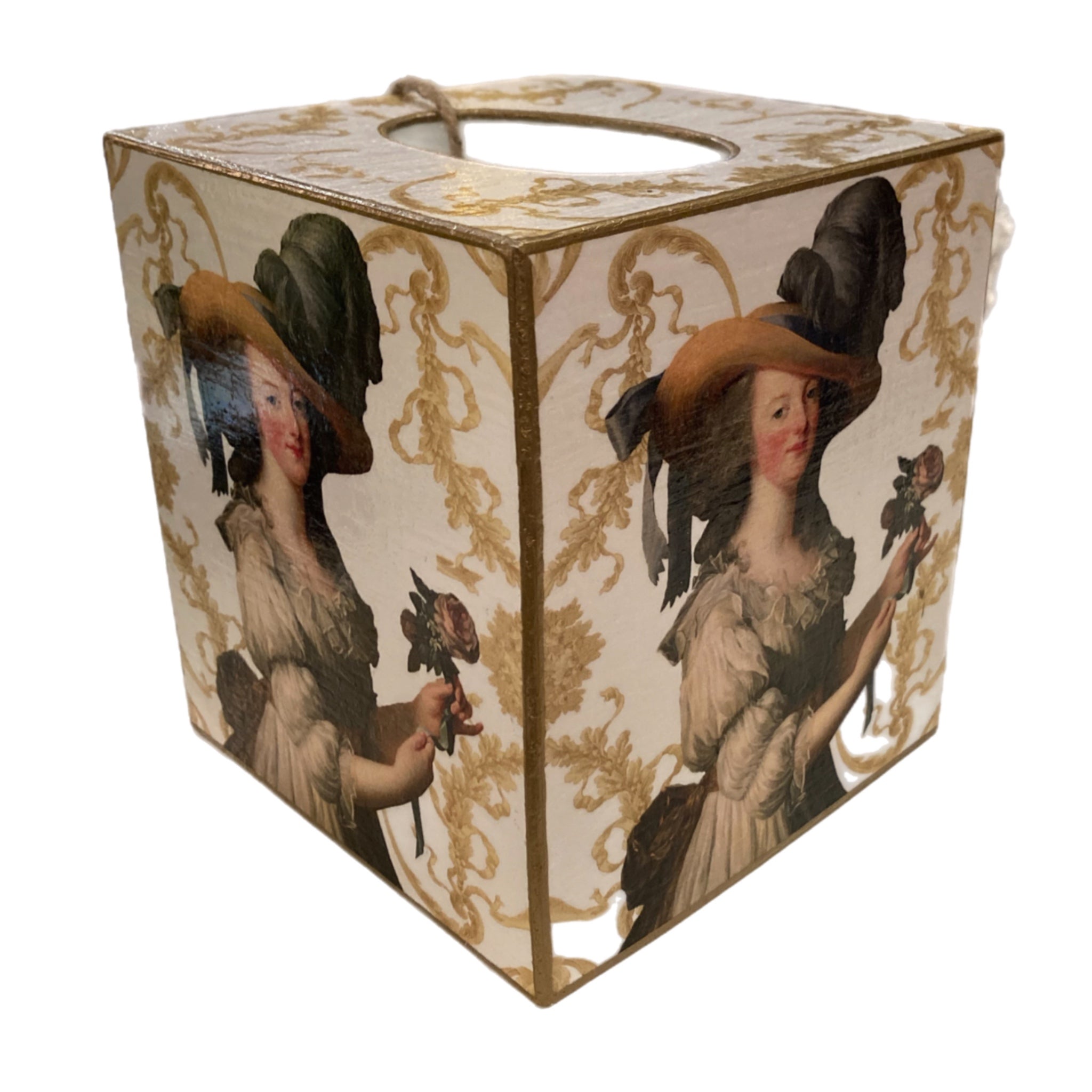 Marie Antionette Tissue Box Cover - WHITE