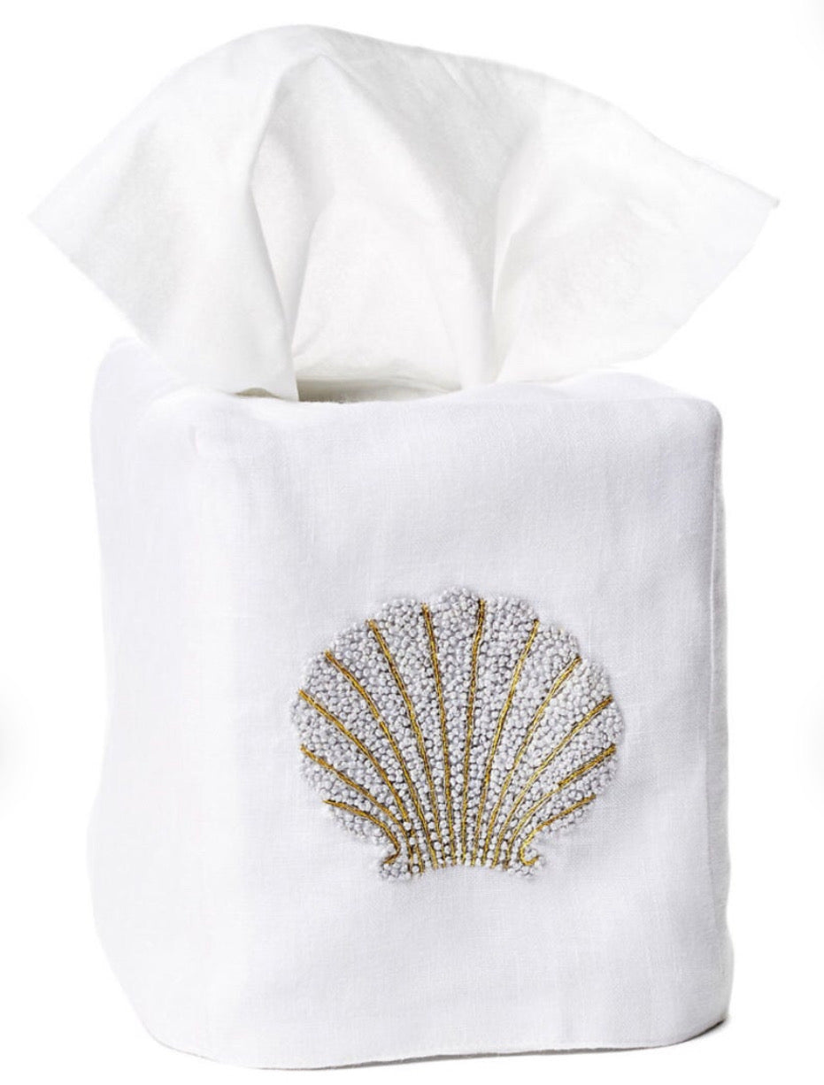 Shell Tissue Box Cover - Loro Lino Fine Linens