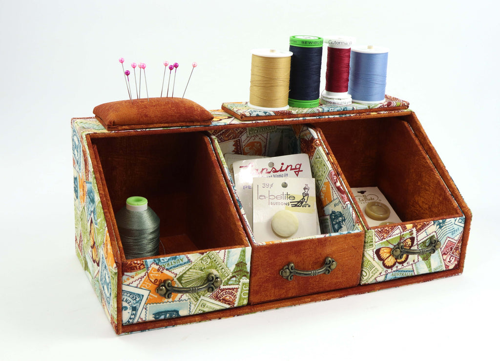 Fabric Sewing caddy DIY kit, cartonnage kit 157, Online instructions included