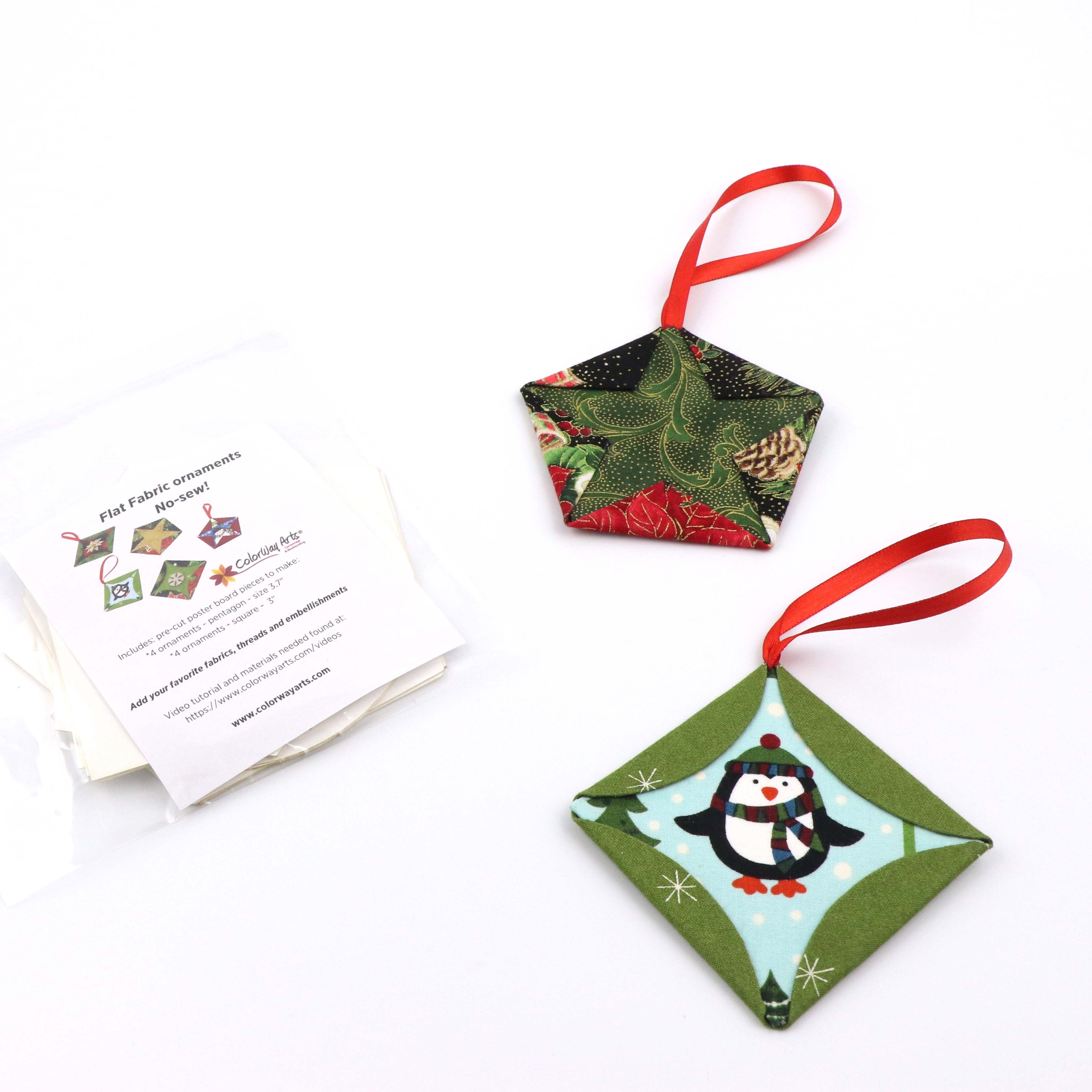 Fabric flat ornaments poster board - pack of 8