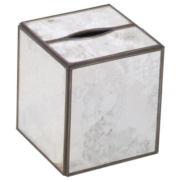 Worlds Away Kleenex Box Antique Mirror - Matthew Izzo Home