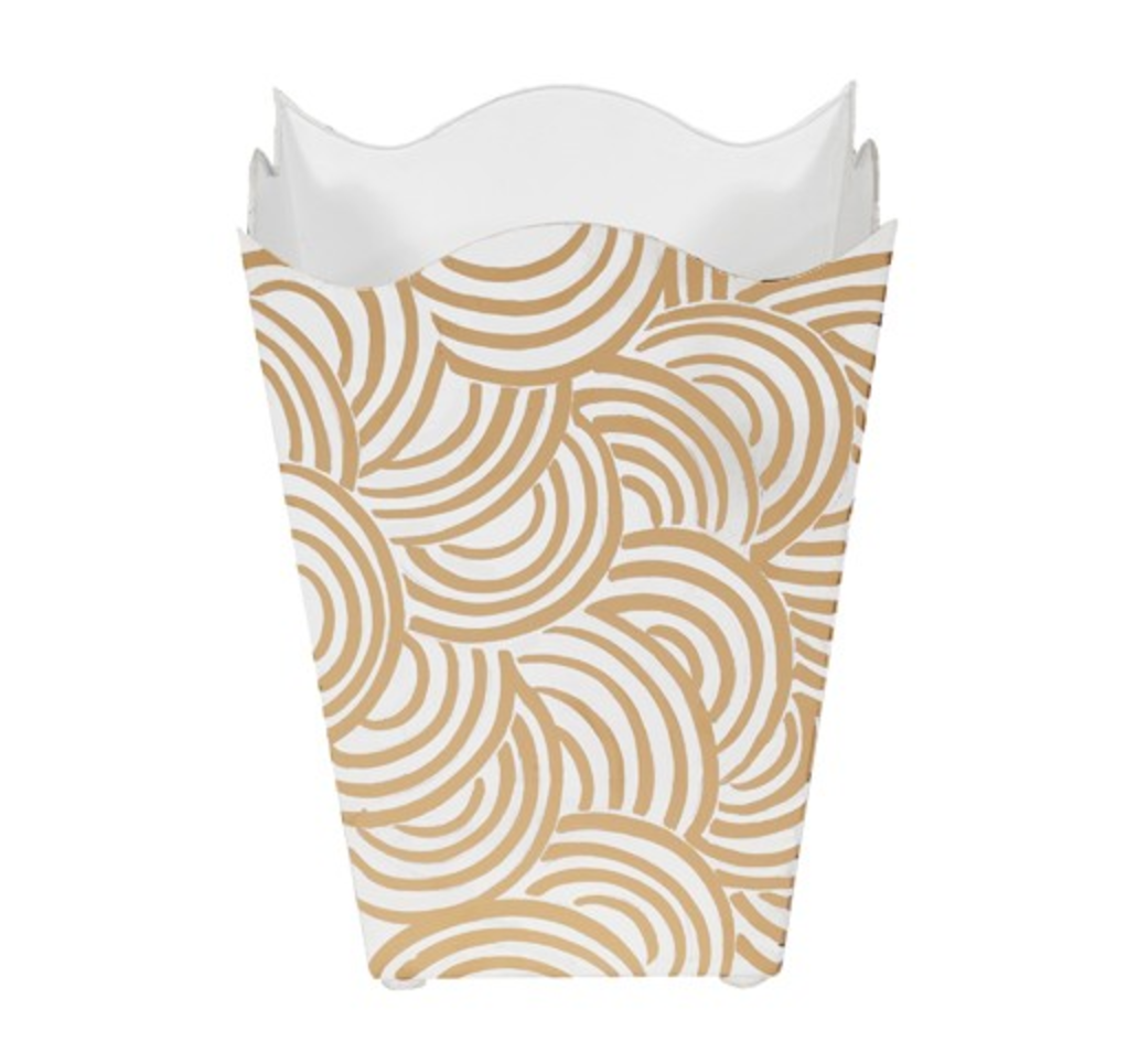Worlds Away Square Wave Top Wastebasket - Matthew Izzo Home