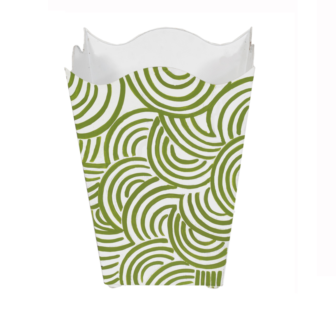 Worlds Away Square Wave Top Wastebasket - Matthew Izzo Home