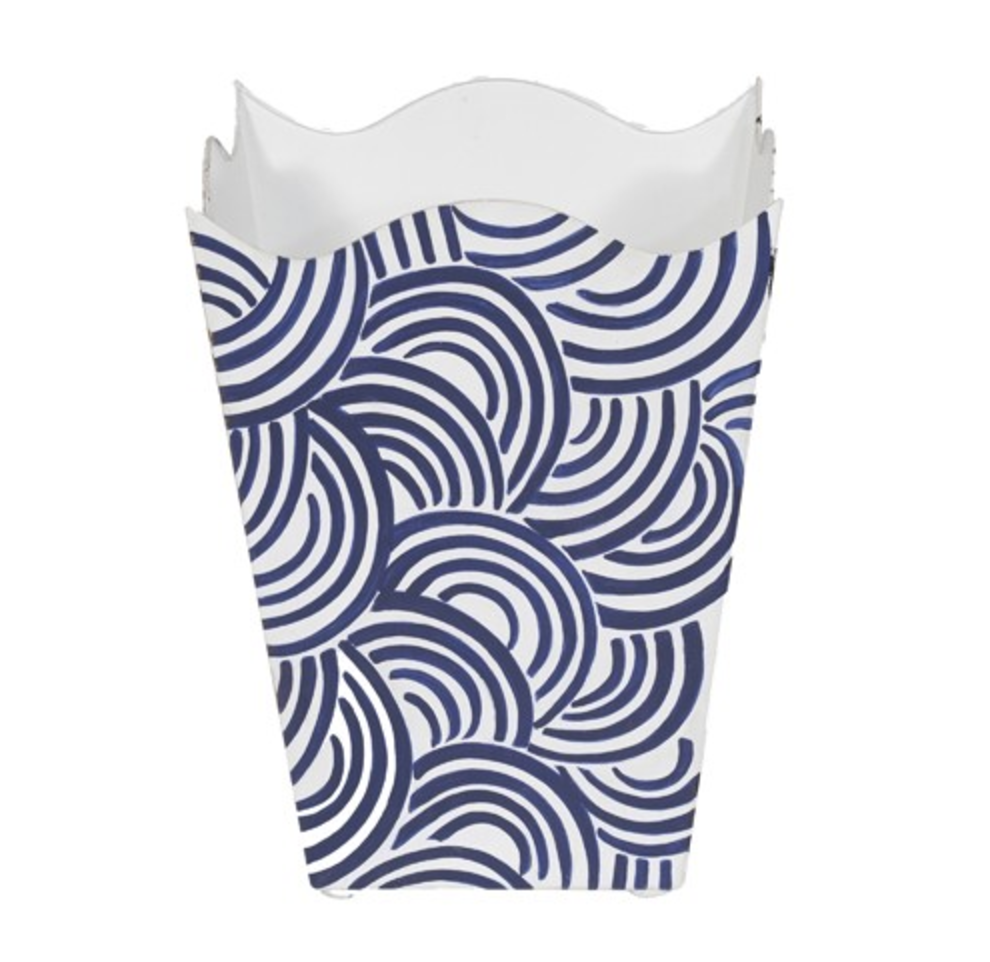 Worlds Away Square Wave Top Wastebasket - Matthew Izzo Home