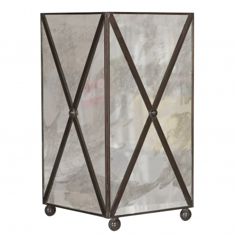Regency Antique Mirror Crosshatch Wastebasket