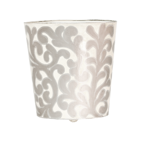 Worlds Away Oval Wastebasket Cream and Gold - Matthew Izzo Home