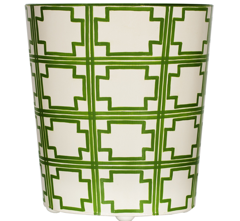 Worlds Away Oval Wastebasket Brown and Cream - Matthew Izzo Home