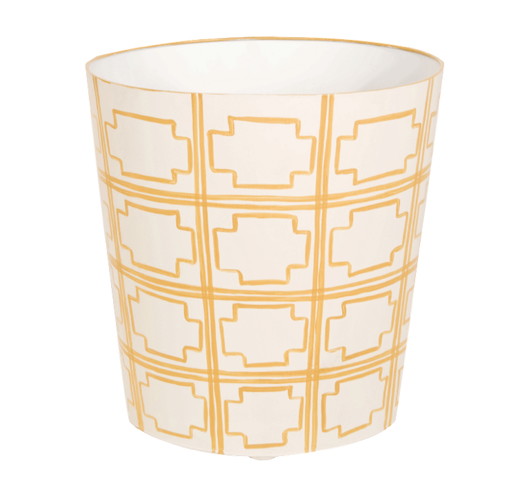 Worlds Away Oval Wastebasket Brown and Cream - Matthew Izzo Home