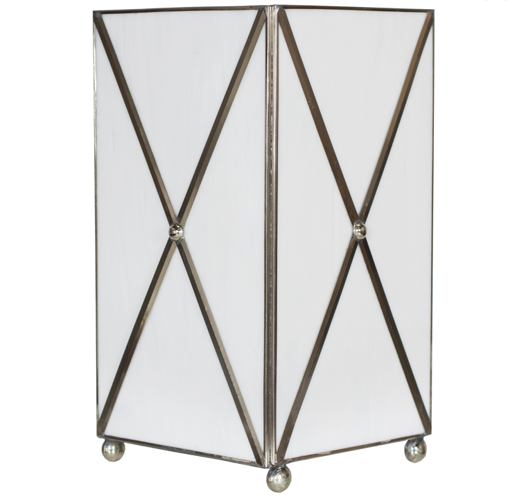 Regency White Glass Square Crosshatch Wastebasket
