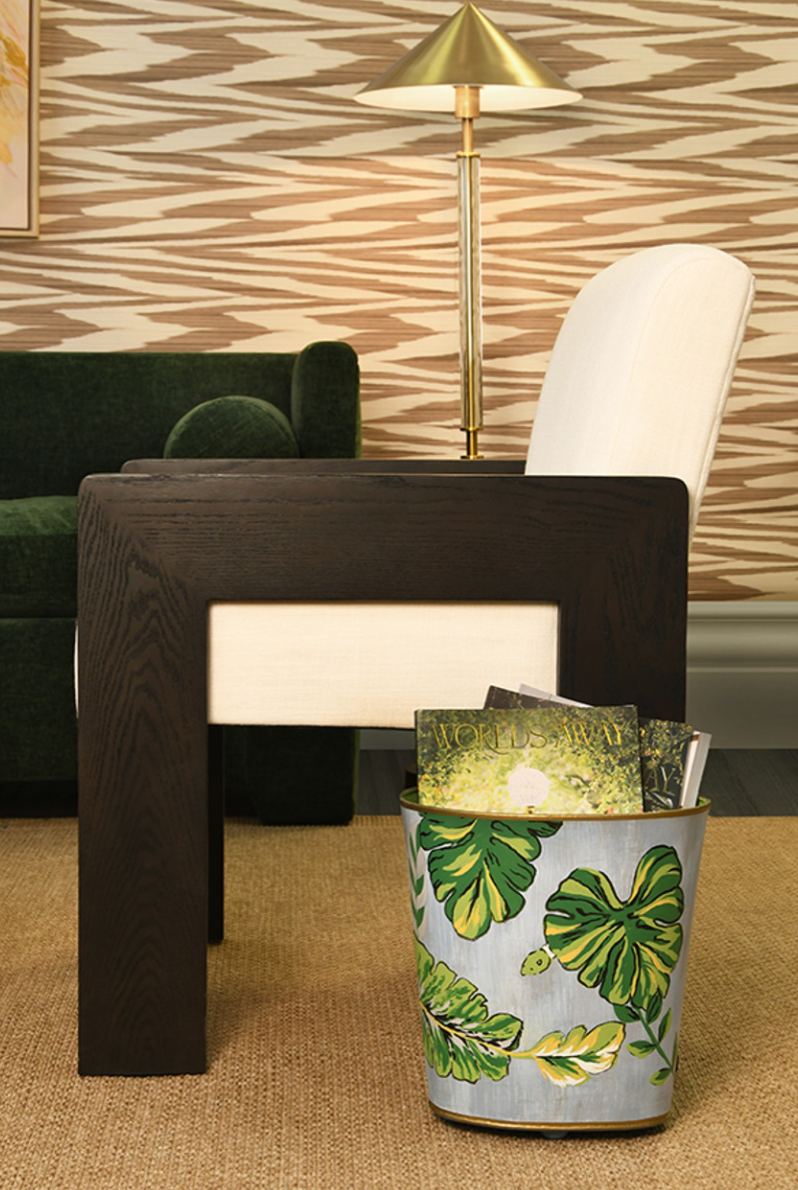 Tropic Handpainted Oval Metal Wastebasket
