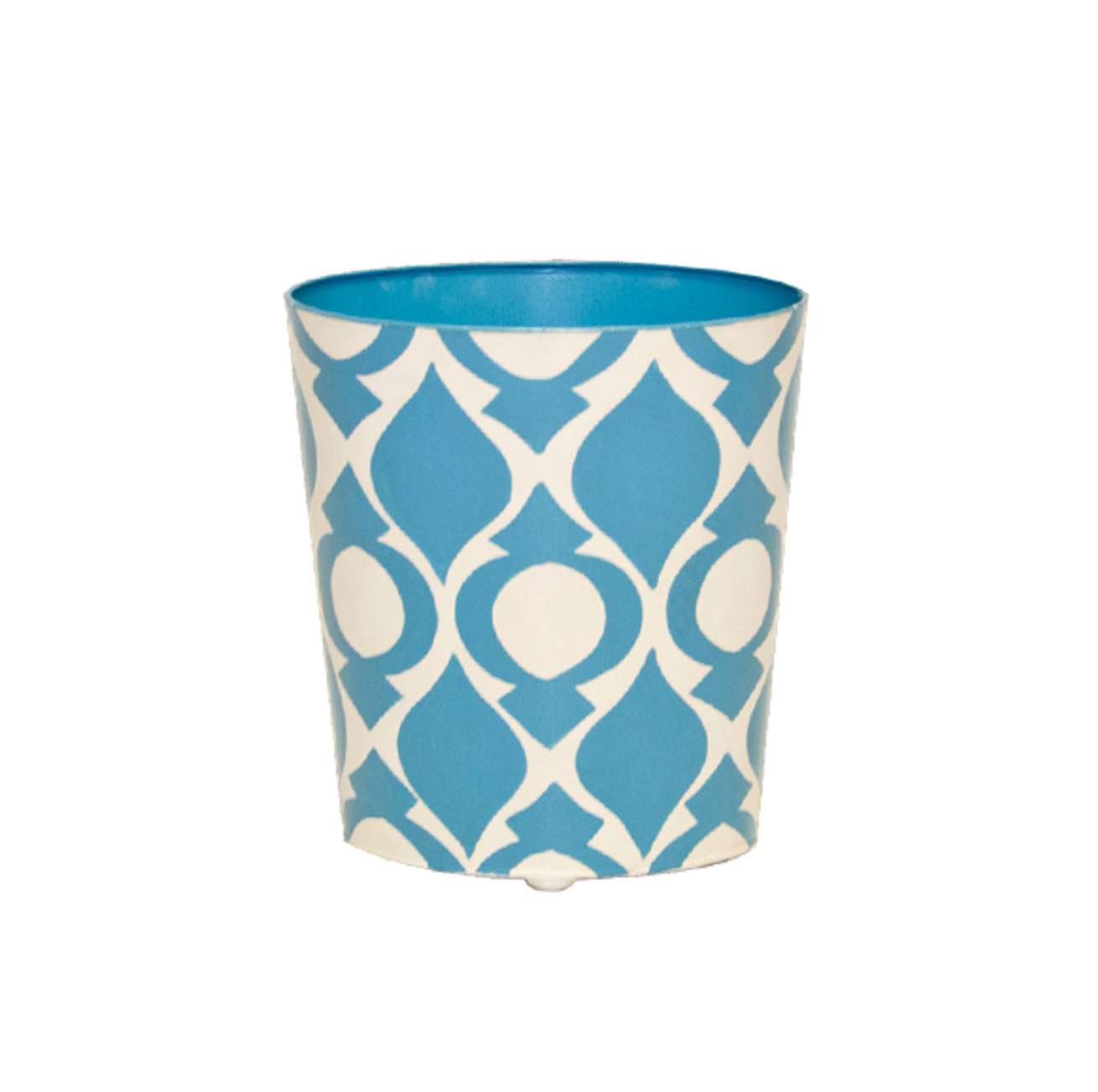 Peacock Handpainted Oval Metal Wastebasket
