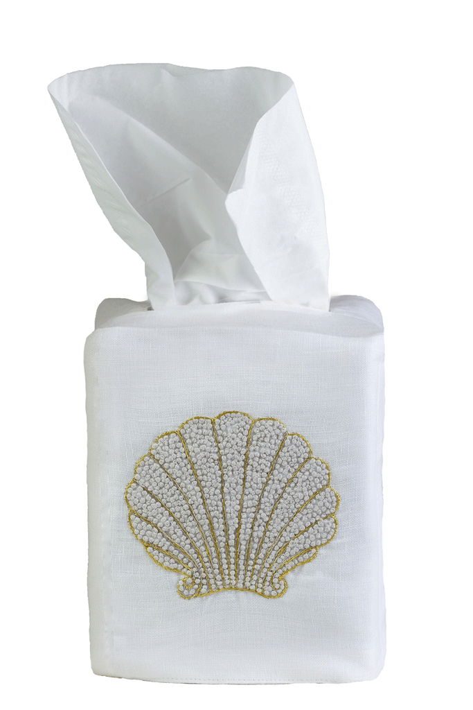 Shell Tissue Box Cover - Loro Lino Fine Linens