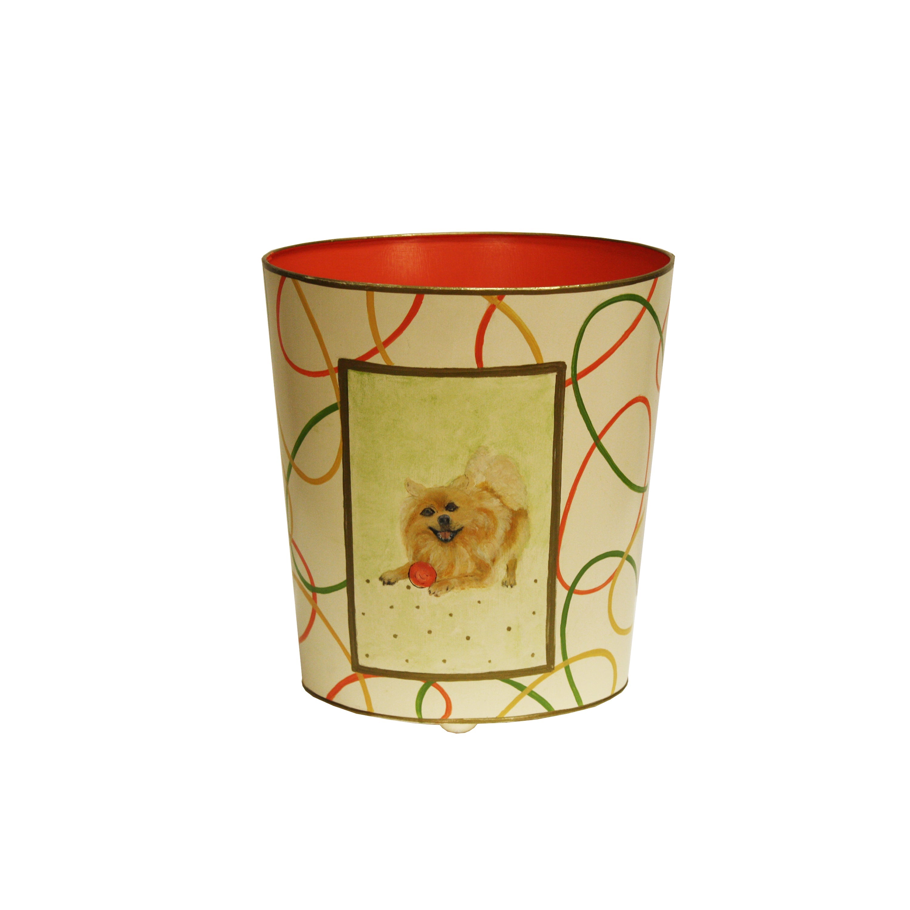 Worlds Away Canine-Themed Painted Wastebaskets - Matthew Izzo Home