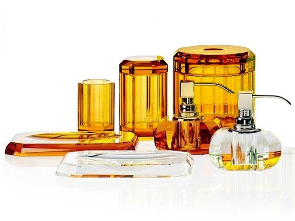Amber Glass Gold Bathroom Accessories Tissue Box by Decor Walther