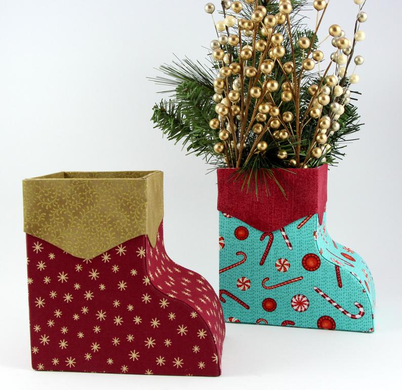 DIY cartonnage kit to make a Santa Boot box, cartonnage kit 152, online instructions included