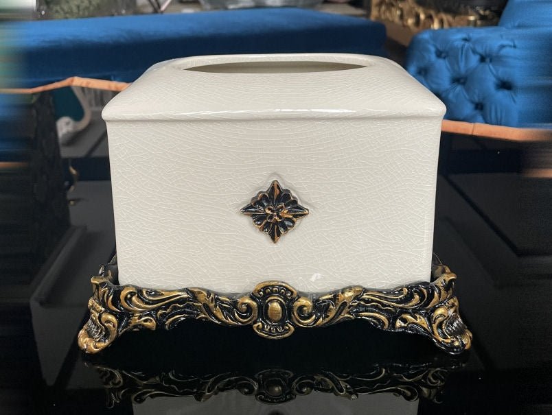 Broken Ceramics Ivory Color Ceramic Tissue Holder