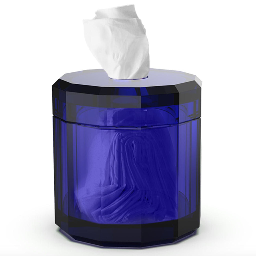 Capri Blue Luxury Crystal Glass Tissue Box by Decor Walther