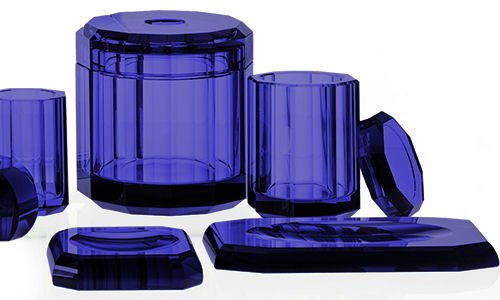 Capri Blue Luxury Crystal Glass Tissue Box by Decor Walther
