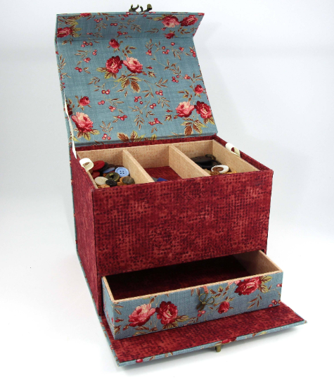 Fabric treasure chest with hidden drawer DIY kit, cartonnage kit 155, exclusive book kit