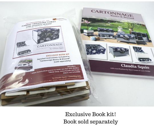 Fabric treasure chest with hidden drawer DIY kit, cartonnage kit 155, exclusive book kit
