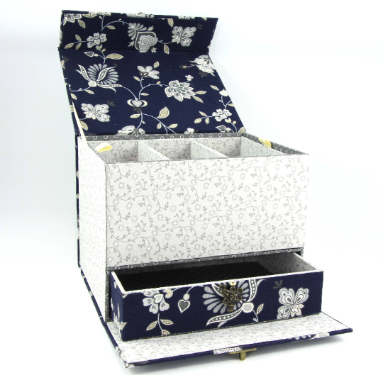 Fabric treasure chest with hidden drawer DIY kit, cartonnage kit 155, exclusive book kit