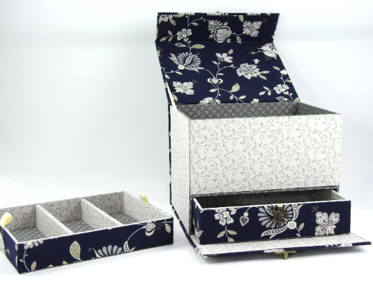 Fabric treasure chest with hidden drawer DIY kit, cartonnage kit 155, exclusive book kit