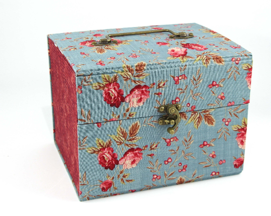 Fabric treasure chest with hidden drawer DIY kit, cartonnage kit 155, exclusive book kit