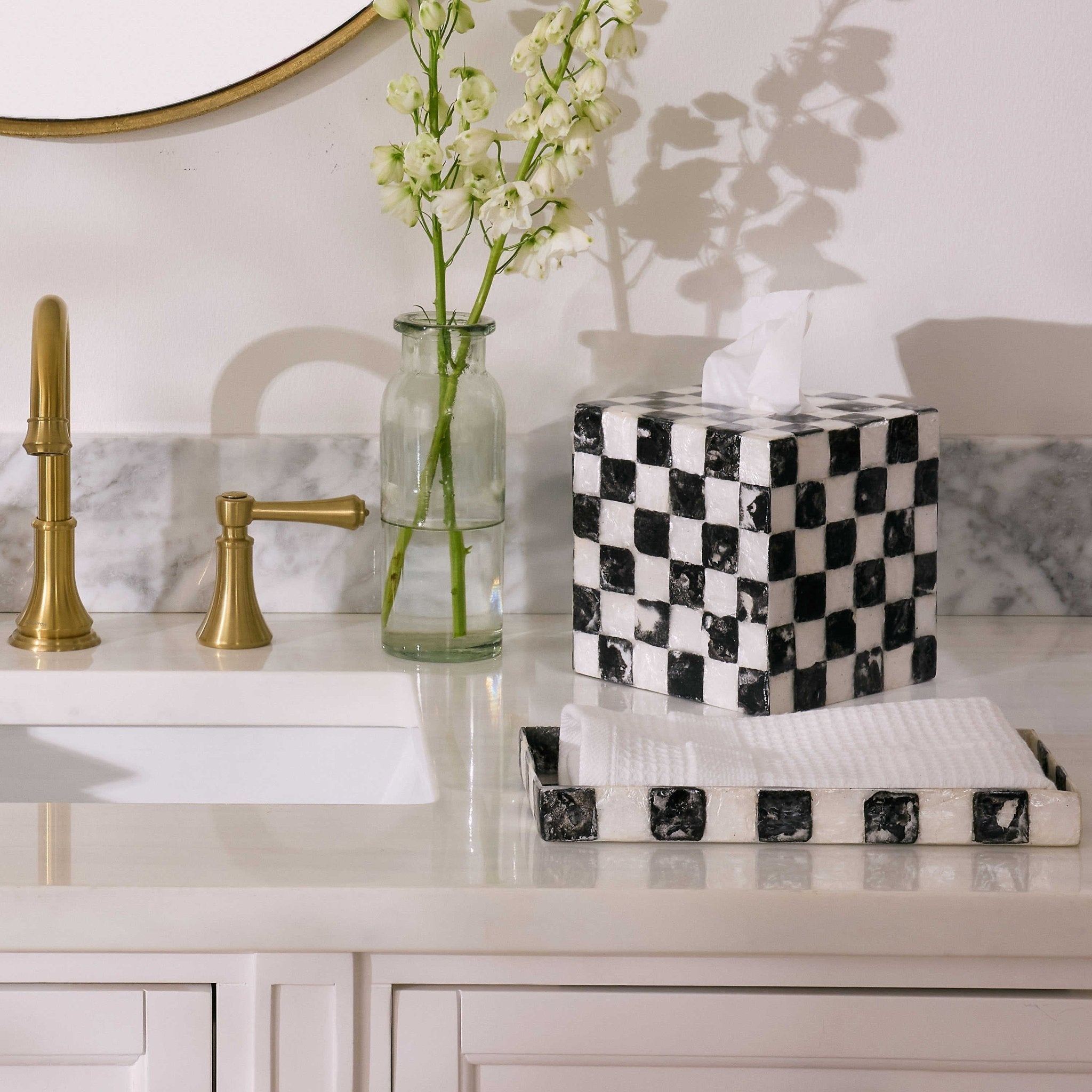 Courtly Check Capiz Boutique Tissue Box Cover by MacKenzie-Childs