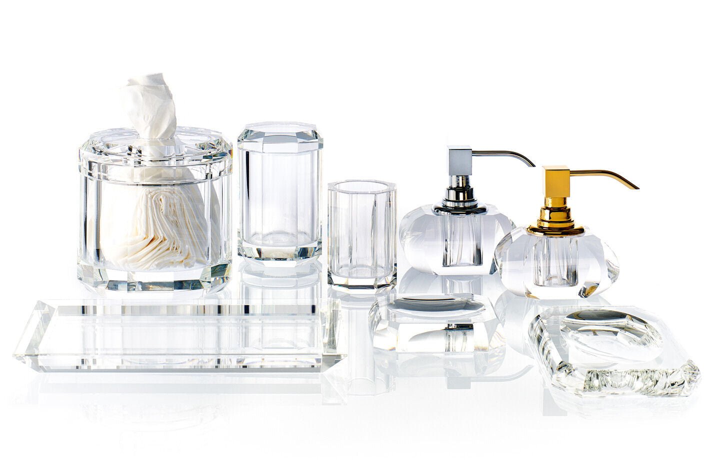 Crystal Clear Glass  Luxury Bathroom Accessories - Tissue Box
