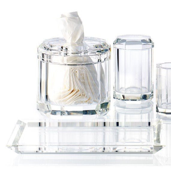 Crystal Clear Glass  Luxury Bathroom Accessories - Tissue Box
