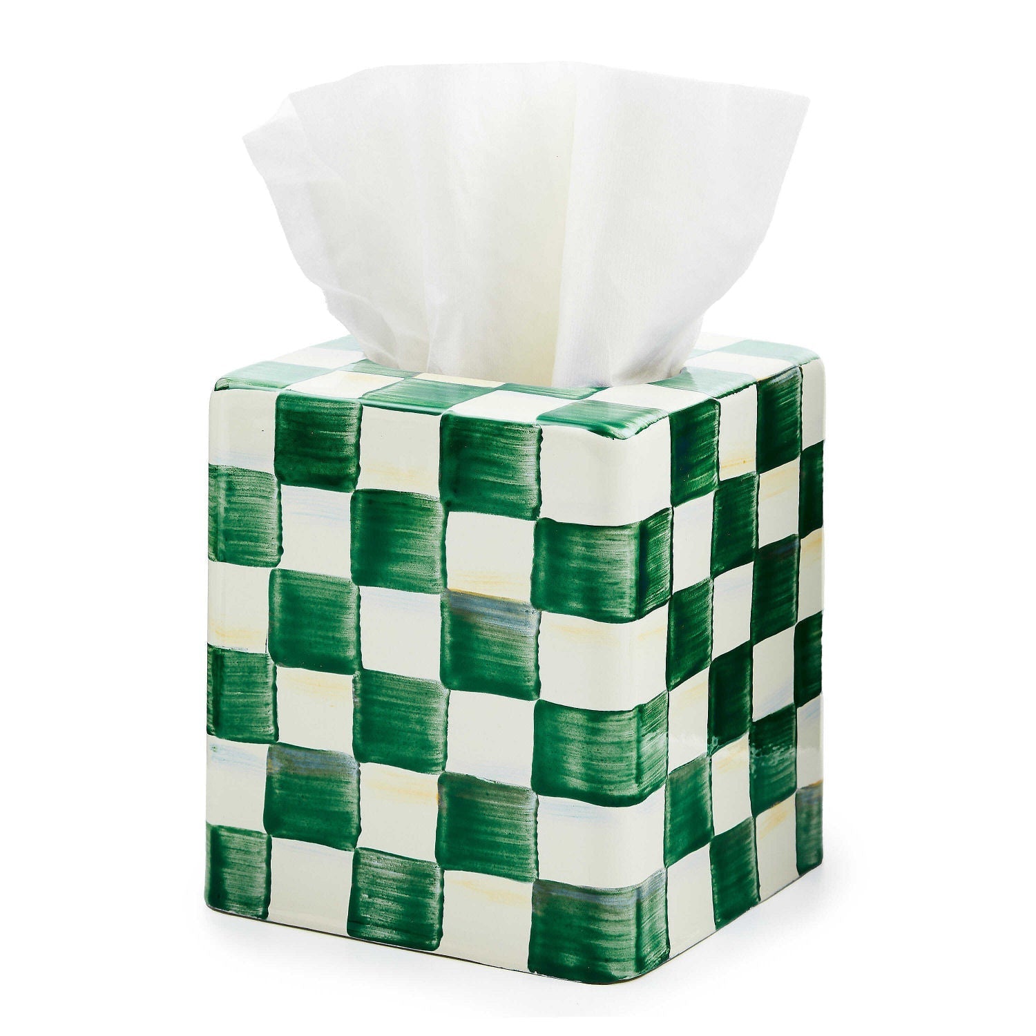 Emerald Check Boutique Tissue Box Cover by MacKenzie-Childs