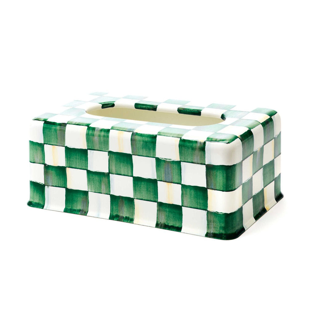 Emerald Check Enamel Standard Tissue Box Cover