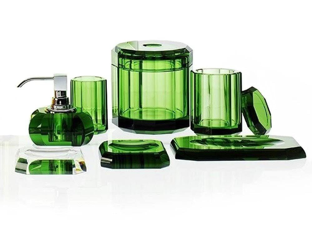 English Green Glass  Luxury Bathroom Accessories - Tissue Box