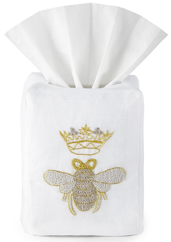 Queen Bee Tissue Box Cover Hand Embroidered