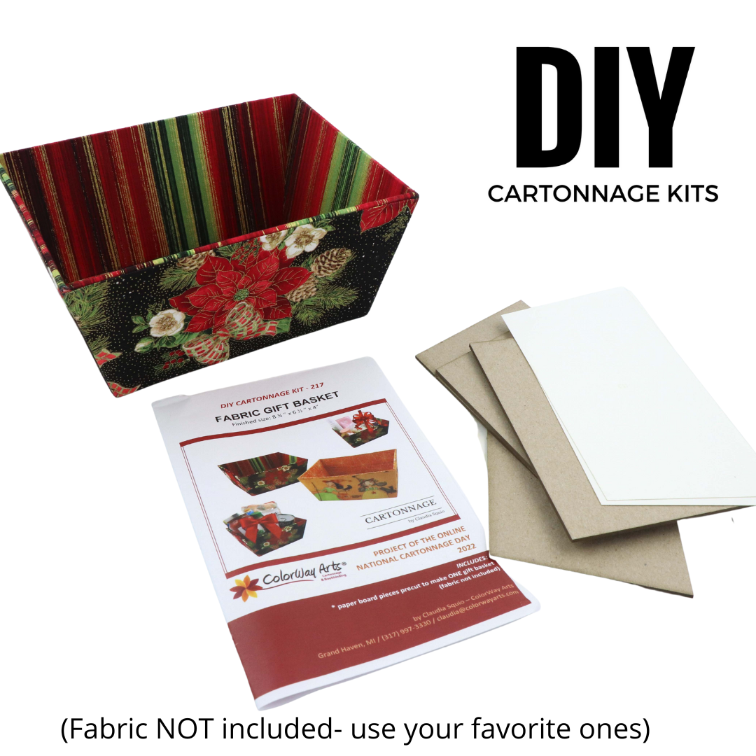 Fabric Gift Basket DIY kit, cartonnage kit 217