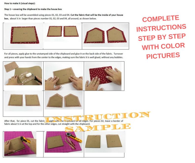 Fabric covered box house DIY kit, cartonnage kit 151, online instructions included