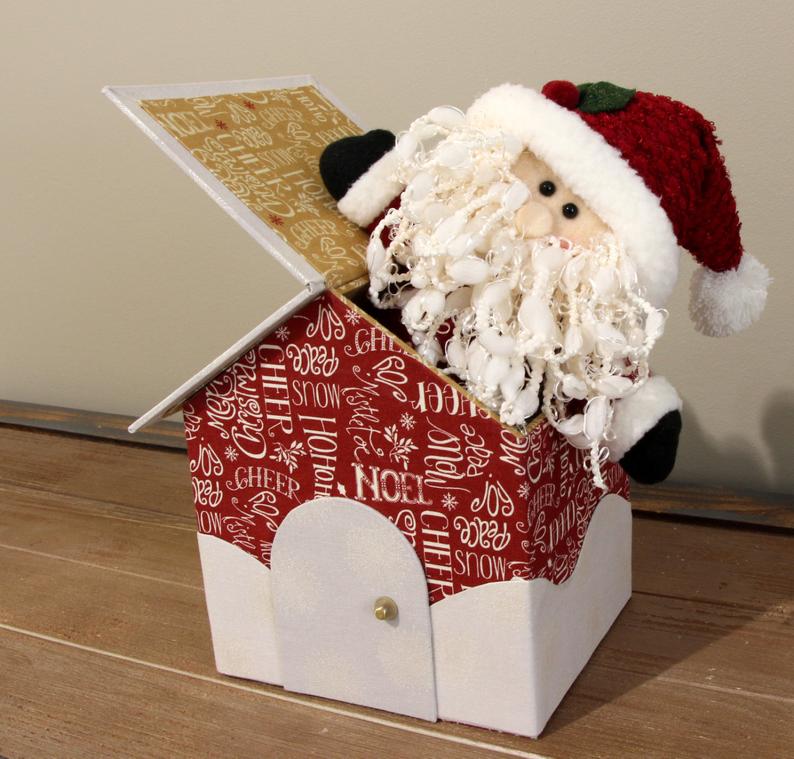 Fabric covered box house DIY kit, cartonnage kit 151, online instructions included