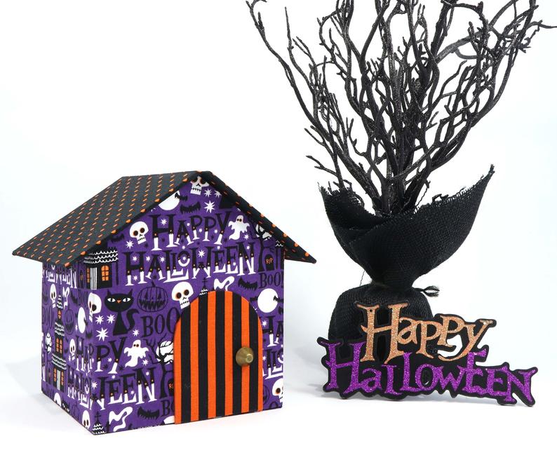 Fabric covered box house DIY kit, cartonnage kit 151, online instructions included