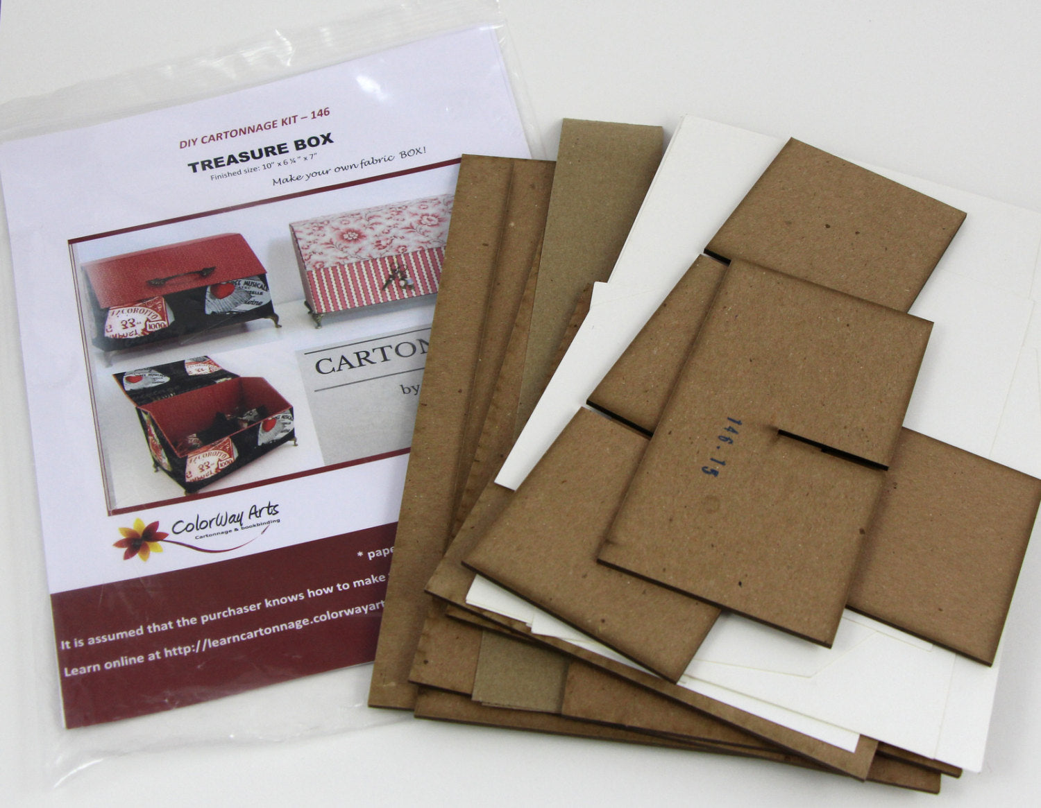 Fabric treasure box DIY kit, cartonnage  kit 146, online instructions available