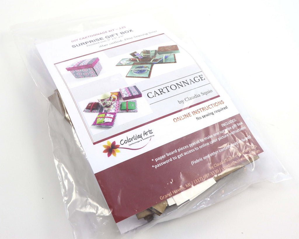 Fabric Sewing box DIY kit, cartonnage kit 135, etui sewing box kit, surprise gift box, online instructions included